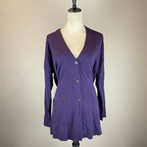 NWT J. Jill V-Neck Long Cardigan Sweater Women's Size Large Purple
